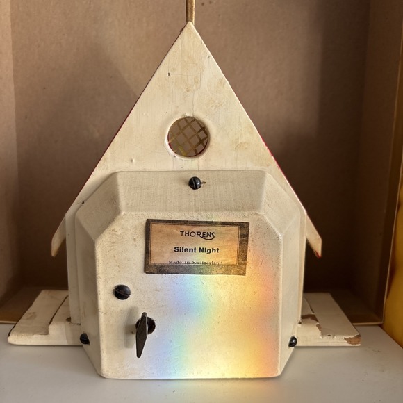 VTG Antique Switzerland Thorens Music Box Church Choir Wood Silent Night Works - Picture 3 of 11